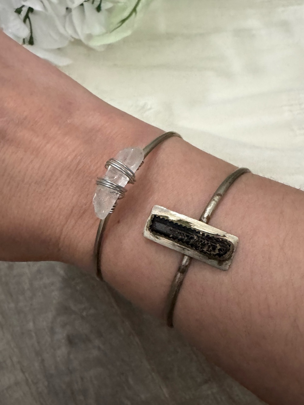 Two Handmade Boho Witchy Quartz Bracelets
